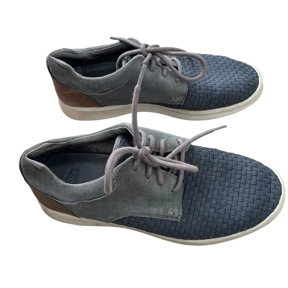 UGG Hepner Men’s 8.5 Woven Casual Shoes Gray Leather Suede Comfort - Picture 14 of 16